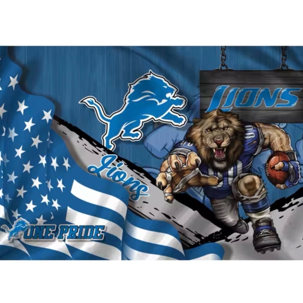 Detroit Lions Football Flag 3x5 Feet Grommets Fast Same Day Shipping